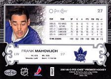 2007-2008 OPC Premier Regular Card 27 Frank Mahovlich