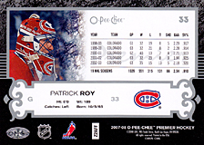 2007-2008 OPC Premier Regular Card 33 Patrick Roy