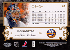2007-2008 OPC Premier Regular Card 45 Rick DiPietro