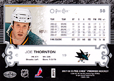 2007-2008 OPC Premier Regular Card 58 Joe Thornton