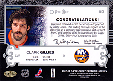 2007-2008 OPC Premier Regular Card 60 Clark Gillies