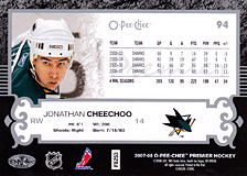 2007-2008 OPC Premier Regular Card 94 Jonathan Cheechoo