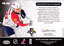 2007-2008 OPC Premier Remnants & Auto PR-NH Nathan Horton
