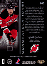 2007-2008 OPC Premier Rookies Card 102 Andy Greene