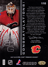 2007-2008 OPC Premier Rookies Card 110 Curtis McElhinney