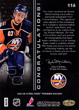 2007-2008 OPC Premier Rookies Card 116 Frans Nielsen