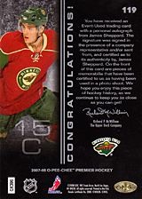 2007-2008 OPC Premier Rookies Card 119 James Sheppard