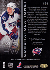 2007-2008 OPC Premier Rookies Card 121 Jared Boll