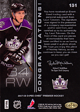 2007-2008 OPC Premier Rookies Card 131 Lauri Tukonen