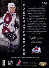 2007-2008 OPC Premier Rookies Card 136 T.J. Hensick