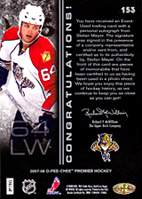 2007-2008 OPC Premier Rookies Card 153 Stefan Meyer