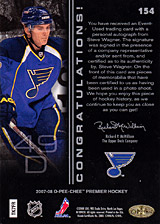 2007-2008 OPC Premier Rookies Card 154 Steve Wagner