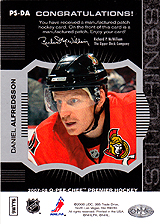 2007-2008 OPC Premier Stitchings PS-DA Daniel Alfredsson