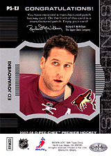 2007-2008 OPC Premier Stitchings PS-EJ Ed Jovanovski