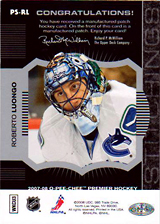 2007-2008 OPC Premier Stitchings PS-RL Roberto Luongo