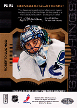 2007-2008 OPC Premier Stitchings PS-RL Roberto Luongo