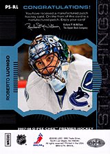 2007-2008 OPC Premier Stitchings PS-RL Roberto Luongo