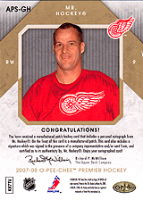 2007-2008 OPC Premier Stitchings Auto APS-GH Gordie Howe