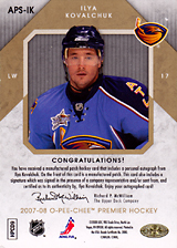 2007-2008 OPC Premier Stitchings Auto APS-IK Ilya Kovalchuk
