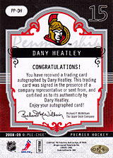 2008-2009 OPC Premier Penmanship PP-DH Dany Heatley