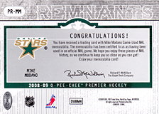 2008-2009 OPC Premier Remnants & Auto PR-MM Mike Modano