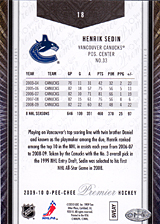 2008-2009 OPC Premier Regular Cards 18 Henrik Sedin