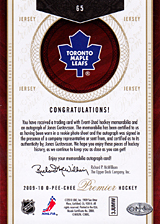 2008-2009 OPC Premier Rookies & Auto 65 