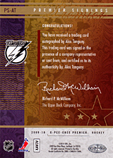 2008-2009 OPC Premier Signings PS-AT Alex Tanguay