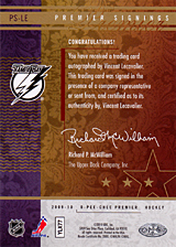2008-2009 OPC Premier Signings PS-LE Vincent Lecavalier