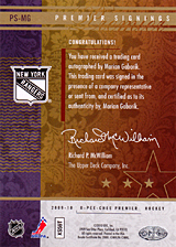 2008-2009 OPC Premier Signings PS-MG Marian Gaborik